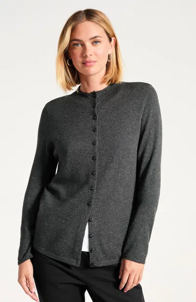 Jjill Tall Funnel-neck Cardigan In Grey