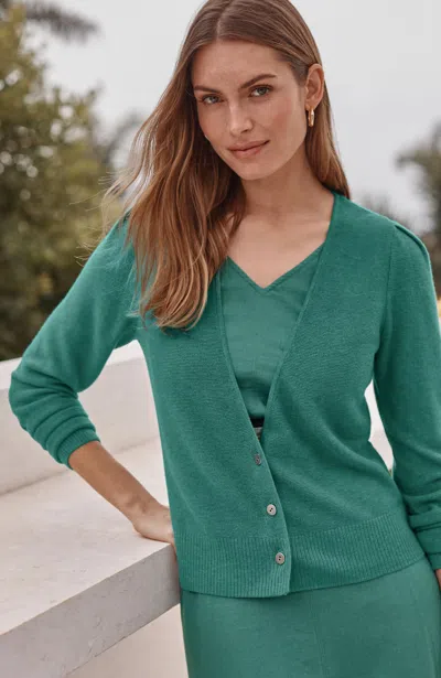 Jjill Tall Garter-stitch Button-front Cardigan In Sea Heather
