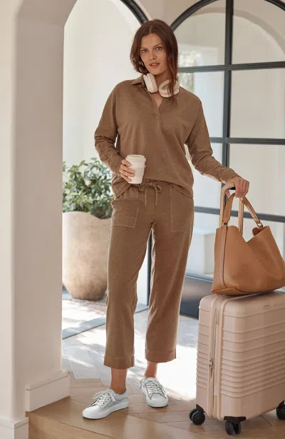 Jjill Tall Getaway French Terry Straight-leg Crop Pants In Bark Heather