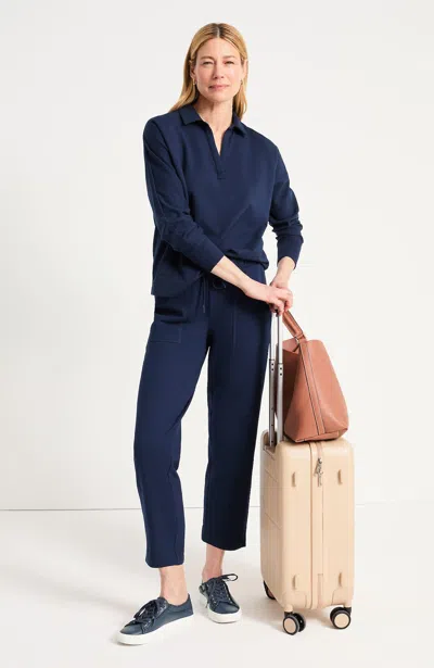 Jjill Tall Getaway French Terry Straight-leg Crop Pants In Classic Navy