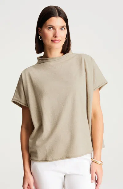 Jjill Tall Getaway Mock-neck Knit Top In Flax Heather