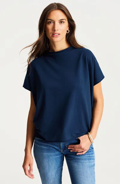 Jjill Tall Getaway Mock-neck Knit Top In Navy Blue