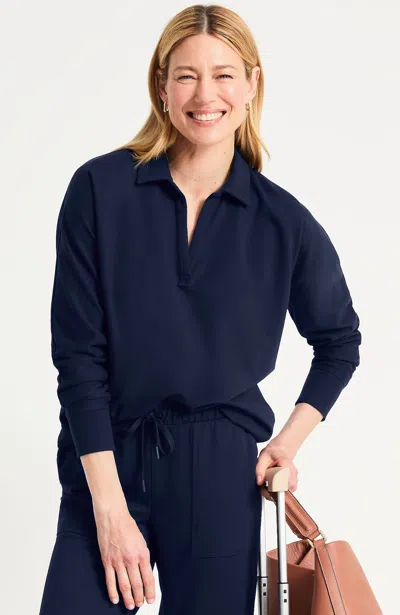 Jjill Tall Getaway Split-neck Sweatshirt In Classic Navy