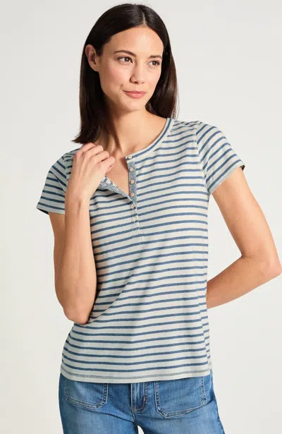 Jjill Tall Henley Tee Shirt In Cream/azure Heather