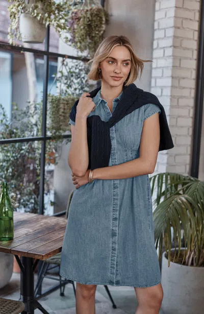 Jjill Tall Indigo Darted-waist Dress In Cabo Wash