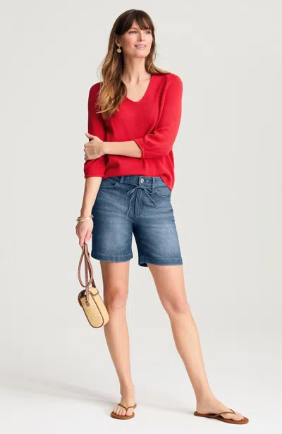 Jjill Tall Lightweight Denim Tie-waist Shorts Pants In Surf Wash