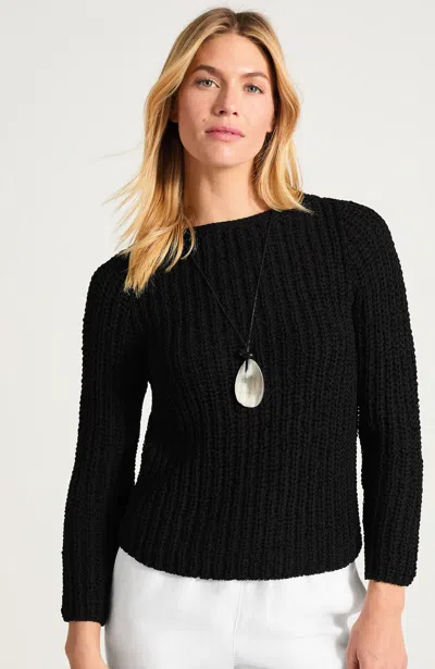 Jjill Tall Lightweight Ribbed Sweater Pullover In Black