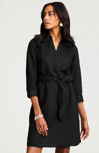 Jjill Tall Linen A-line Dress In Black