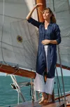 Jjill Tall Linen Button-front Duster In True Navy