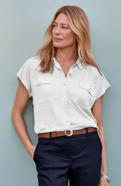 Jjill Tall Linen Camp Shirt In White