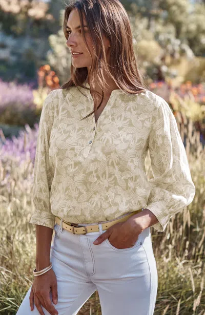 Jjill Tall Linen Puff-sleeve Popover In Gold