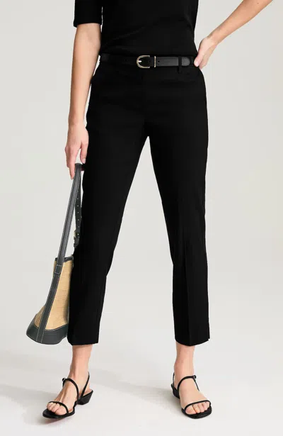 Jjill Tall Linen-stretch Slim-leg Pants In Black