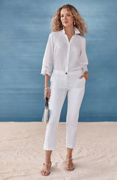 Jjill Tall Linen-stretch Slim-leg Pants In White