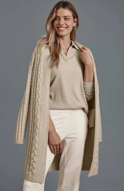 Jjill Tall Long Cabled Cardigan In Neutral