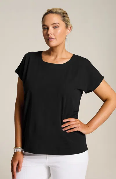 Jjill Tall Luxe Supima Scoop-neck Tee Shirt In Black
