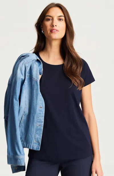Jjill Tall Luxe Supima Scoop-neck Tee Shirt In Navy Blue