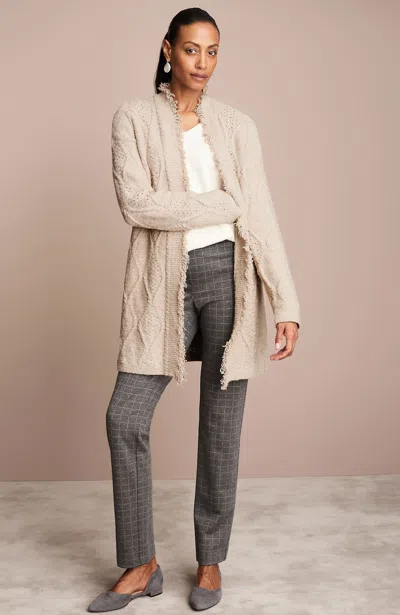 Jjill Tall Mixed-cable Long Cardigan In Brown