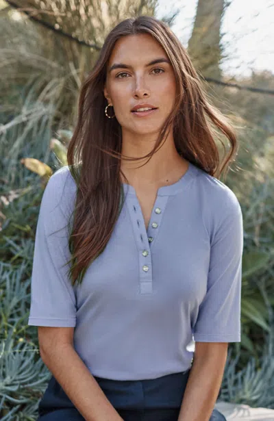 Jjill Tall Mixed-media Cotton-blend Top In Ice Blue