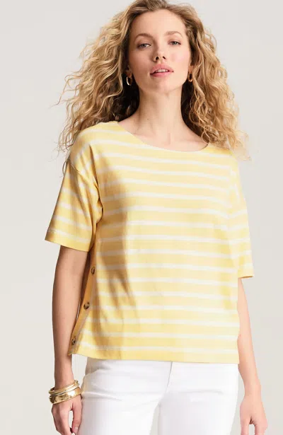 Jjill Tall Mixed-stripes Boat-neck Top In Sunlight/cream
