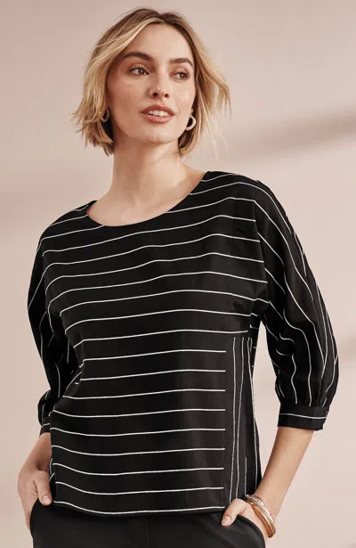 Jjill Tall Mixed-stripes Top In Black