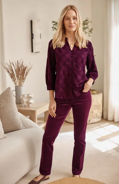 Jjill Tall Modern Fit Slim-leg Cord Pants In Eggplant