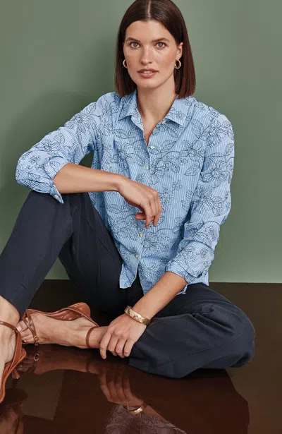 Jjill Tall One-pocket Button-front Shirt In Iris Multi