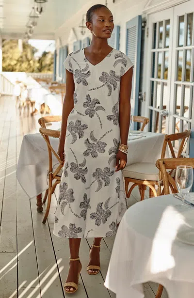 Jjill Tall Palm-printed Maxi Dress In Barley Sketched Tropical