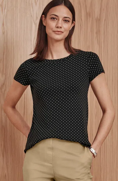 Jjill Tall Pima Short-sleeve Layering Tee Shirt In Black Pin Dots