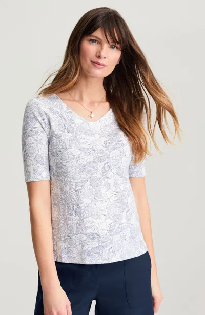 Jjill Tall Pima-slub V-neck Tee Shirt In White
