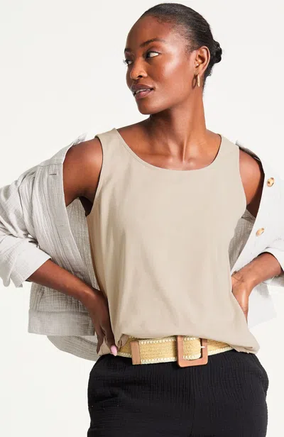 Jjill Tall Pima-stretch Knit Tank Top In Sand Dune