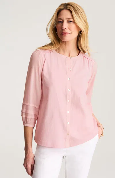 Jjill Tall Pintucked Mixed-media Top In Rose Pink