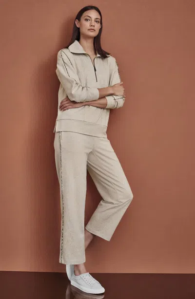 Jjill Tall Piped French Terry Pant Pants In Sand Heather Multi
