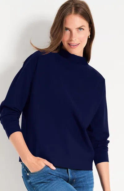 Jjill Tall Ponte Mock-neck Top In Navy Blue
