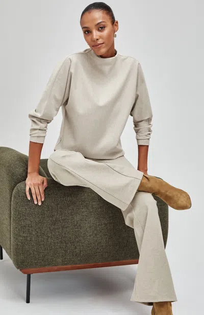 Jjill Tall Ponte Mock-neck Top In Soft Cremini Heather