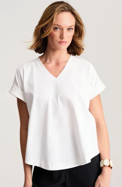Jjill Tall Pure Jill Button-detail Tee Shirt In White