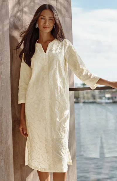 Jjill Tall Pure Jill Embroidered Pullover Dress In Barley