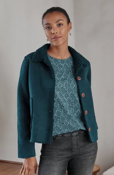 Jjill Tall Pure Jill Faux-suede And Sherpa Jacket In Green