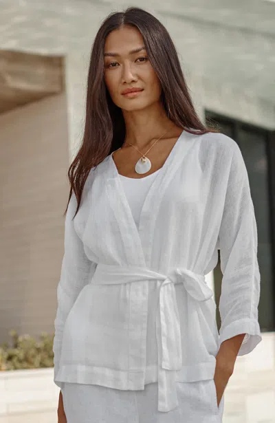 Jjill Tall Pure Jill Linen Belted Jacket In White