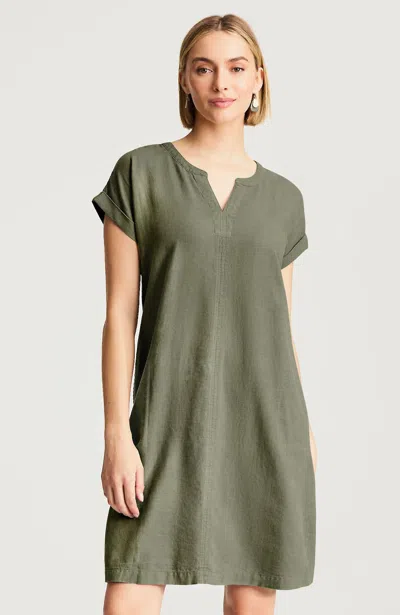 Jjill Tall Pure Jill Linen-blend Cap-sleeve Dress In Light Dried Sage