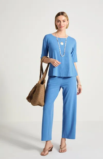 Jjill Tall Pure Jill Linen-blend Knit Pants In Blue