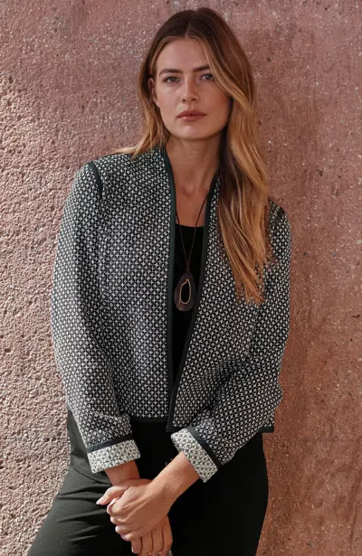 Jjill Tall Pure Jill Quilted Open-front Jacket In Black Multi
