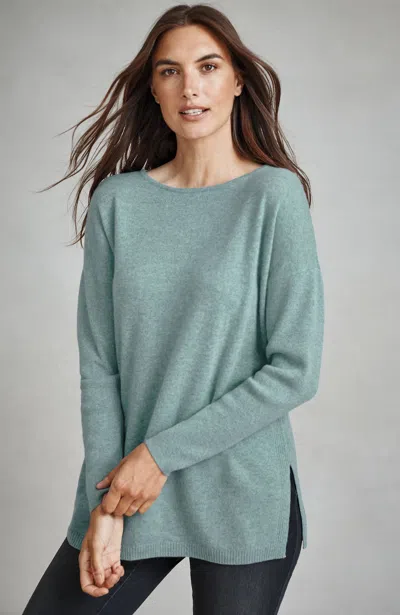 Jjill Tall Pure Jill Recycled-cashmere Pullover Sweater In Dusty Teal Heather