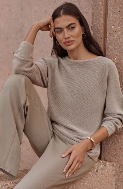 Jjill Tall Pure Jill Ribbed Dolman-sleeve Sweater In Putty Heather