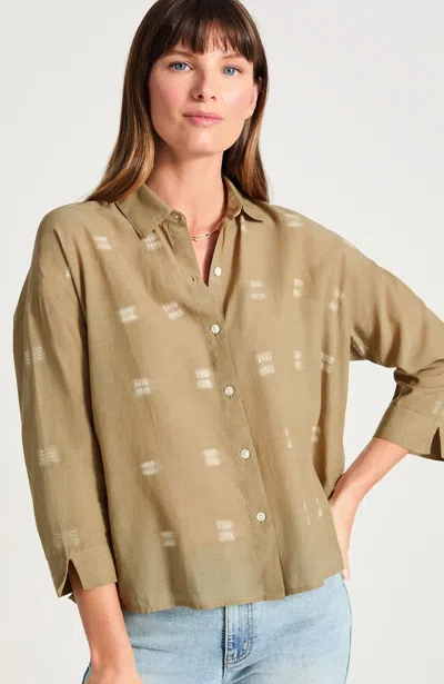 Jjill Tall Pure Jill Shibori Shirt In Cocoa Shell/white