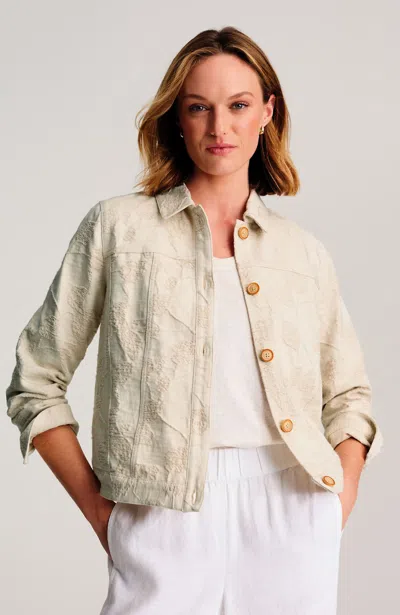 Jjill Tall Pure Jill Tonal Jacquard Jacket In Dark Cream Multi