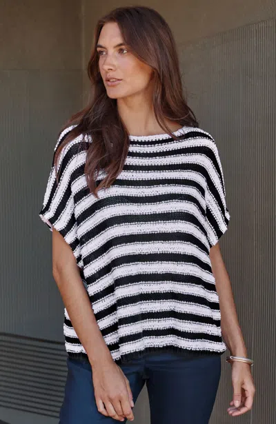 Jjill Tall Relaxed Boat-neck Sweater In Navy Blue/white