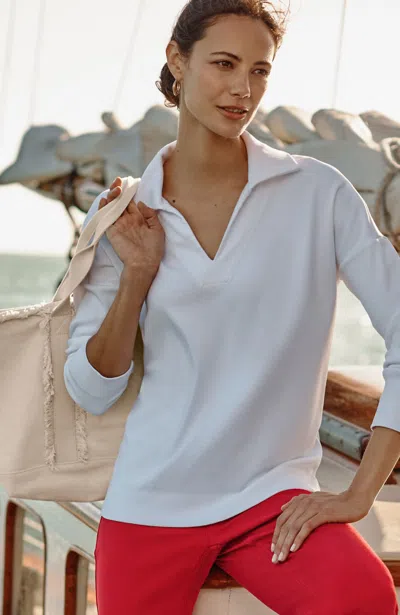 Jjill Tall Relaxed Johnny-collared Top In White