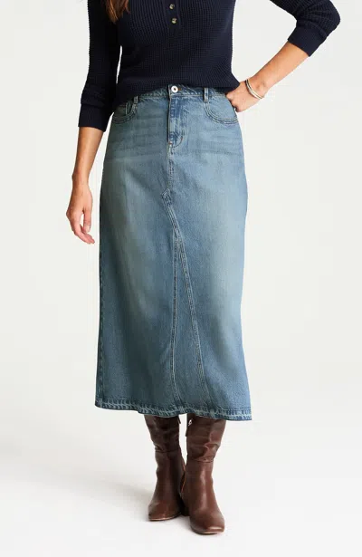 Jjill Tall Released-hem Denim Maxi Skirt Pants In Siena Wash