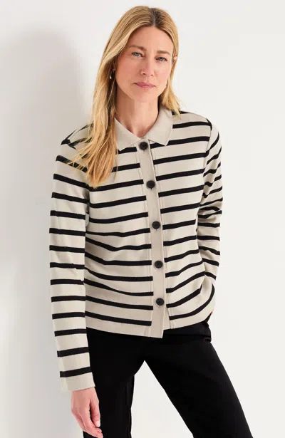 Jjill Tall Ribbed Button-front Top In Pebble/black