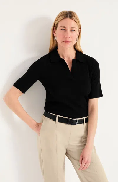 Jjill Tall Ribbed Henley Sweater In Black